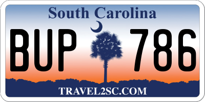 SC license plate BUP786