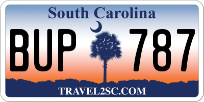 SC license plate BUP787