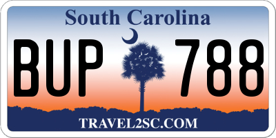 SC license plate BUP788