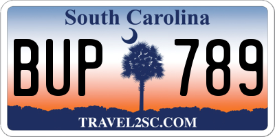 SC license plate BUP789