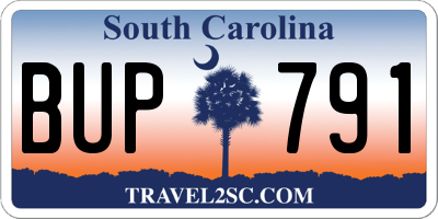 SC license plate BUP791