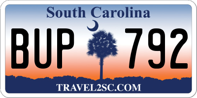 SC license plate BUP792