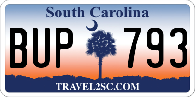SC license plate BUP793