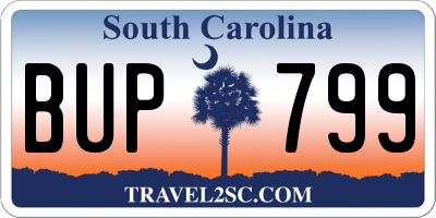 SC license plate BUP799