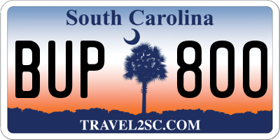 SC license plate BUP800