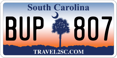 SC license plate BUP807