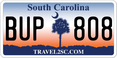 SC license plate BUP808