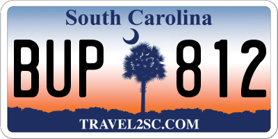SC license plate BUP812