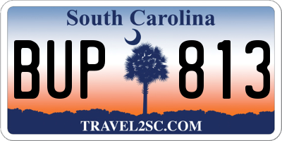 SC license plate BUP813
