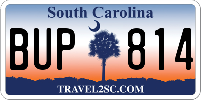 SC license plate BUP814