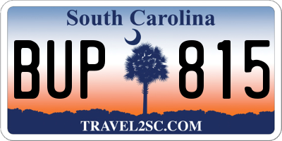 SC license plate BUP815