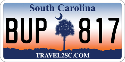 SC license plate BUP817