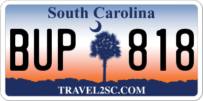 SC license plate BUP818