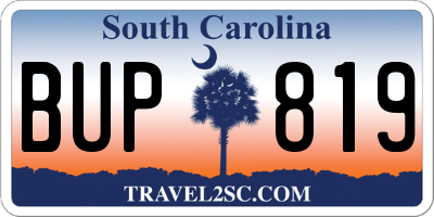 SC license plate BUP819