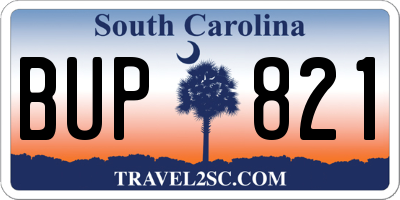 SC license plate BUP821