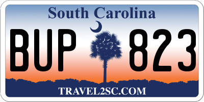 SC license plate BUP823