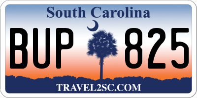 SC license plate BUP825