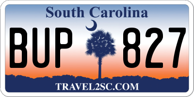 SC license plate BUP827