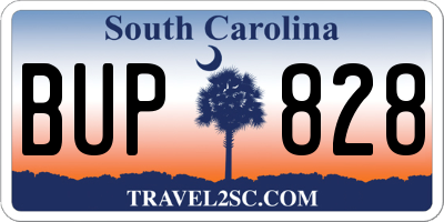 SC license plate BUP828