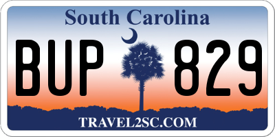SC license plate BUP829
