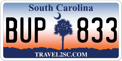 SC license plate BUP833
