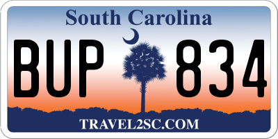 SC license plate BUP834