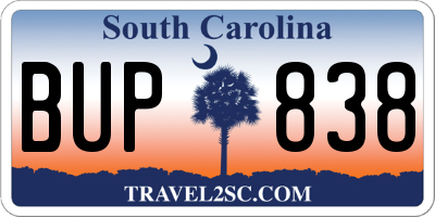 SC license plate BUP838