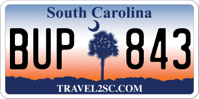 SC license plate BUP843