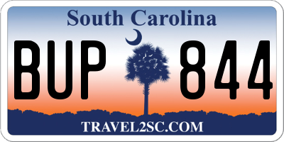 SC license plate BUP844