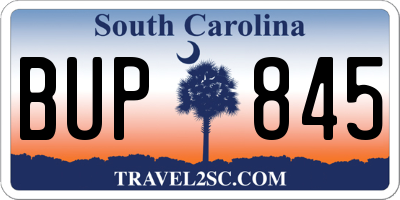 SC license plate BUP845