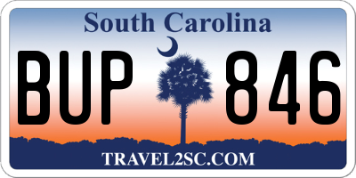SC license plate BUP846