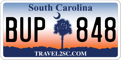 SC license plate BUP848