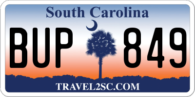 SC license plate BUP849