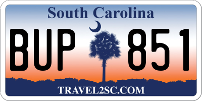 SC license plate BUP851
