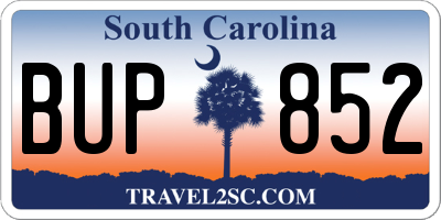 SC license plate BUP852
