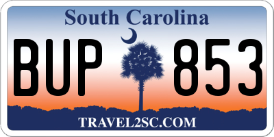 SC license plate BUP853
