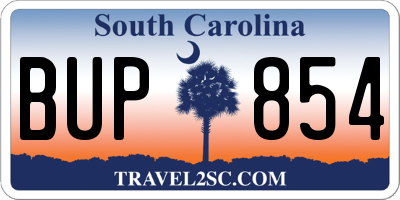 SC license plate BUP854