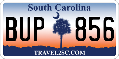 SC license plate BUP856