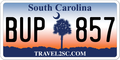 SC license plate BUP857