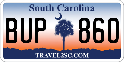 SC license plate BUP860
