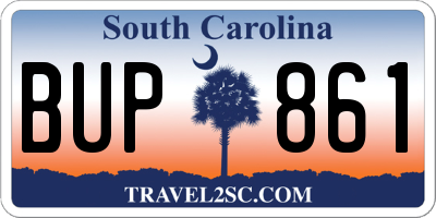 SC license plate BUP861