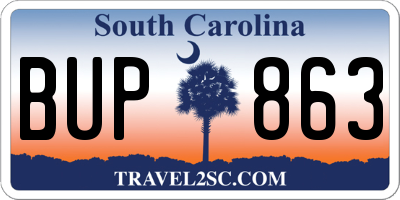 SC license plate BUP863