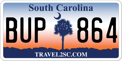 SC license plate BUP864