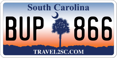 SC license plate BUP866