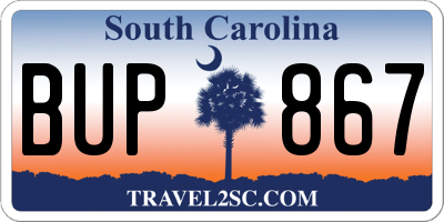 SC license plate BUP867