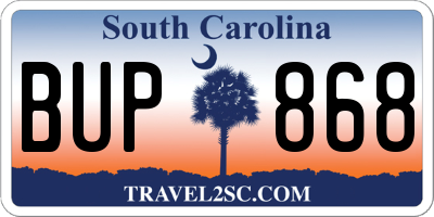 SC license plate BUP868