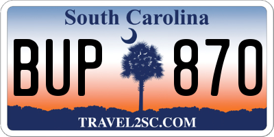 SC license plate BUP870