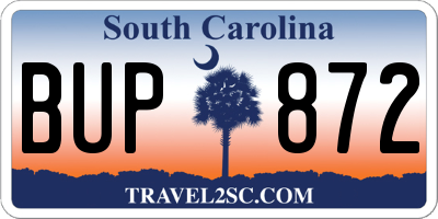SC license plate BUP872