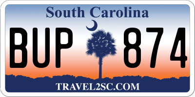 SC license plate BUP874