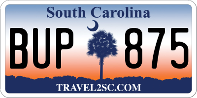 SC license plate BUP875